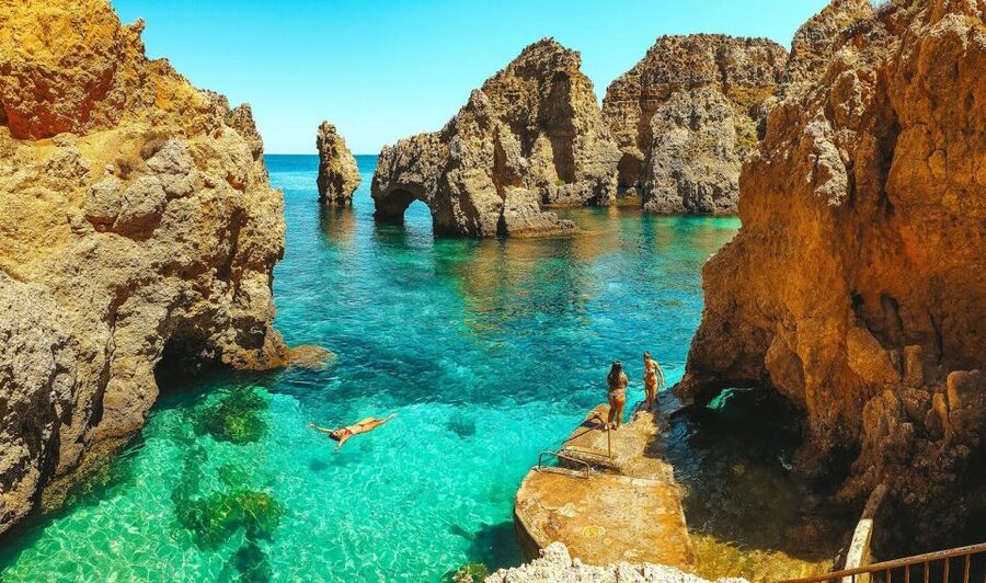 From Lisbon: Algarve, Benagil Sea Cave & Lagos Full-Day Tour - Algar Seco: cliffs, cave shapes, and the easy walking that pays off