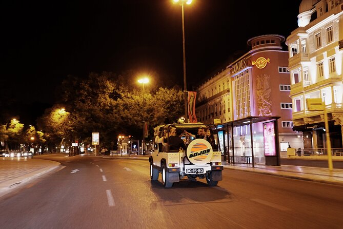 LISBON NIGHT TOUR in a Vintage Jeep with FOOD & DRINK TASTINGS - Belém After Dark: Jerónimos Monastery, Padrão dos Descobrimentos, and Camões