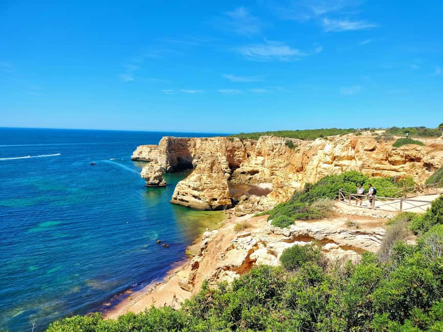 Lisbon: Private Tour to Algarve, Algar Seco, Benagil & Lagos - Praia do Camilo: stairs to golden sand and swim time