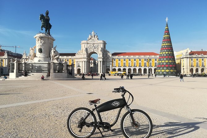 Lisbon Regular or Electric Bike Rental - Rossio Square and the wave-like Portuguese pavement