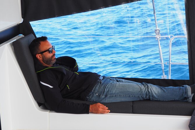 VIP Catamaran Private Tour in Lisbon up to 18 clients - 25 de Abril Bridge at Tagus bottleneck range